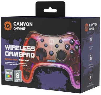 Фото - Геймпад Canyon Brighter GPW-04 Wireless RGB 5in1 PS4/Xbox360 Crystal (CND-GPW04)