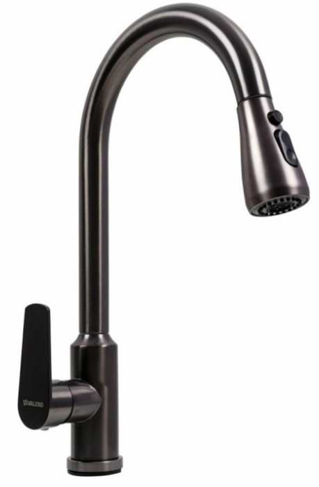 Смеситель кухонный VALESO TH38 PVD черный с выдвижной воронкой