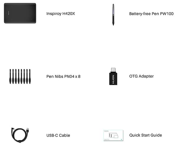 Фото - Графический планшет Huion Inspiroy H420X+перчатка