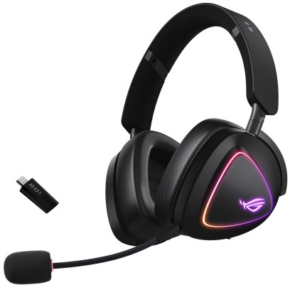 Гарнітура бездротова ігрова Asus ROG Delta II, 3.5мм/BT/WL RGB 2m Black (90YH03W0-BHUA00) - Фото 1