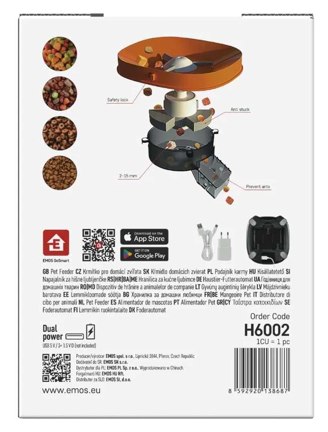 Фото - Смарт-кормушка для животных EMOS Автоматическая GO SMART H6002 4 літра WiFi
