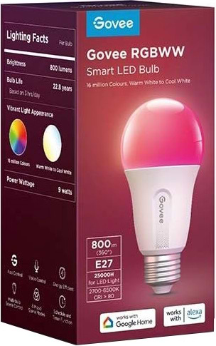 Фото - Умная лампа Govee H6004, E27, 9W, 800Lm, 2700K-6400K, RGB, WI-FI/Bluetooth White (H6004CC1)