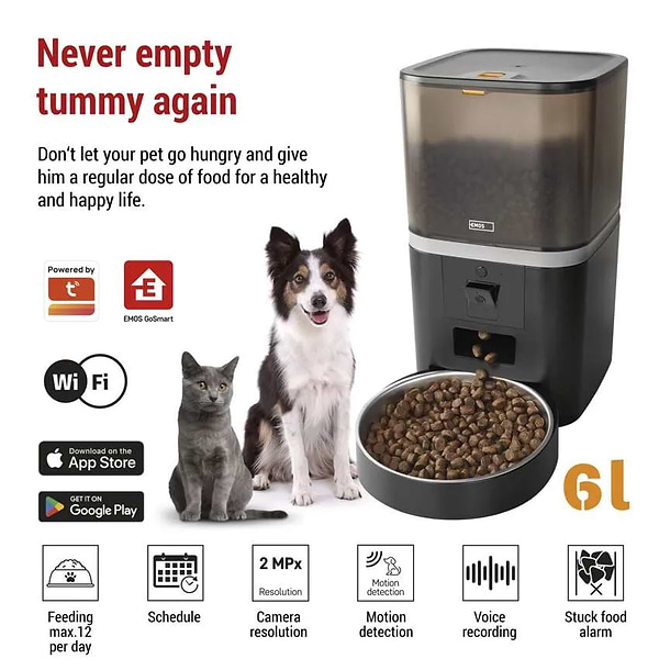 Фото - Смарт-кормушка для животных EMOS Автоматическая с камерой GO SMART H6006 6 литров WiFi