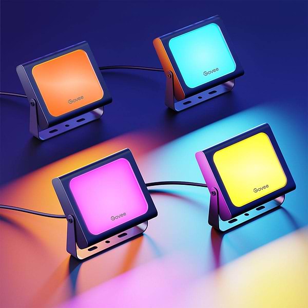 Фото - Розумна лампа Govee набір H7060 LED Smart Flood Lights 4 шт. RGBICWW WI-FI/Bluetooth Black (H7060311)