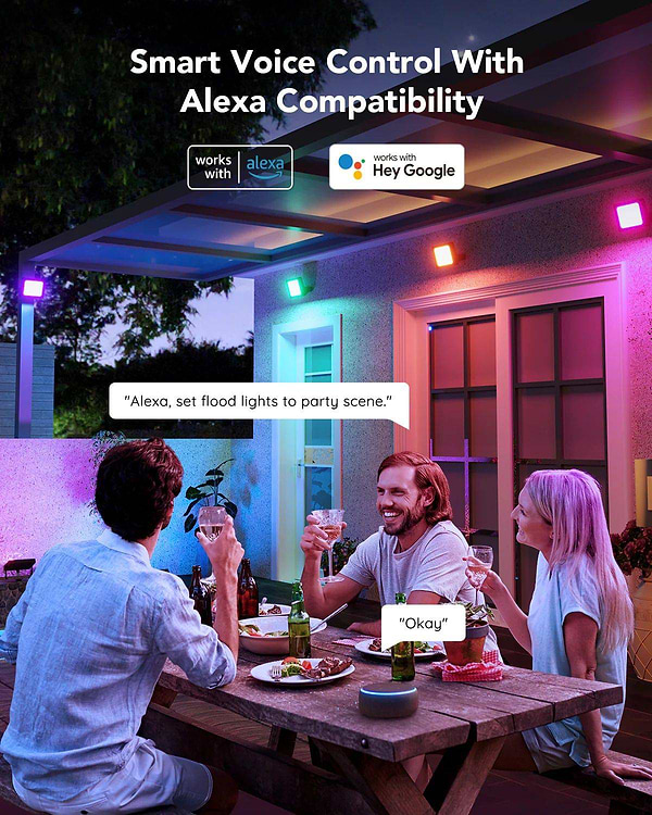 Фото - Розумна лампа Govee набір H7060 LED Smart Flood Lights 4 шт. RGBICWW WI-FI/Bluetooth Black (H7060311)