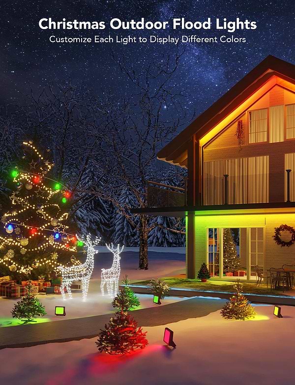 Фото - Розумна лампа Govee набір H7060 LED Smart Flood Lights 4 шт. RGBICWW WI-FI/Bluetooth Black (H7060311)