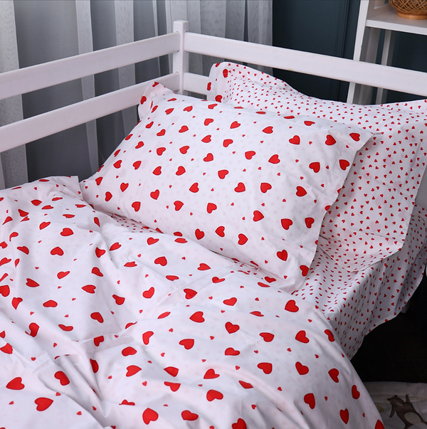 Фото - Простирадло двоспальне MirSon Poplin Line Kids 01 Little Hearts 180x190 см (2200009710742)