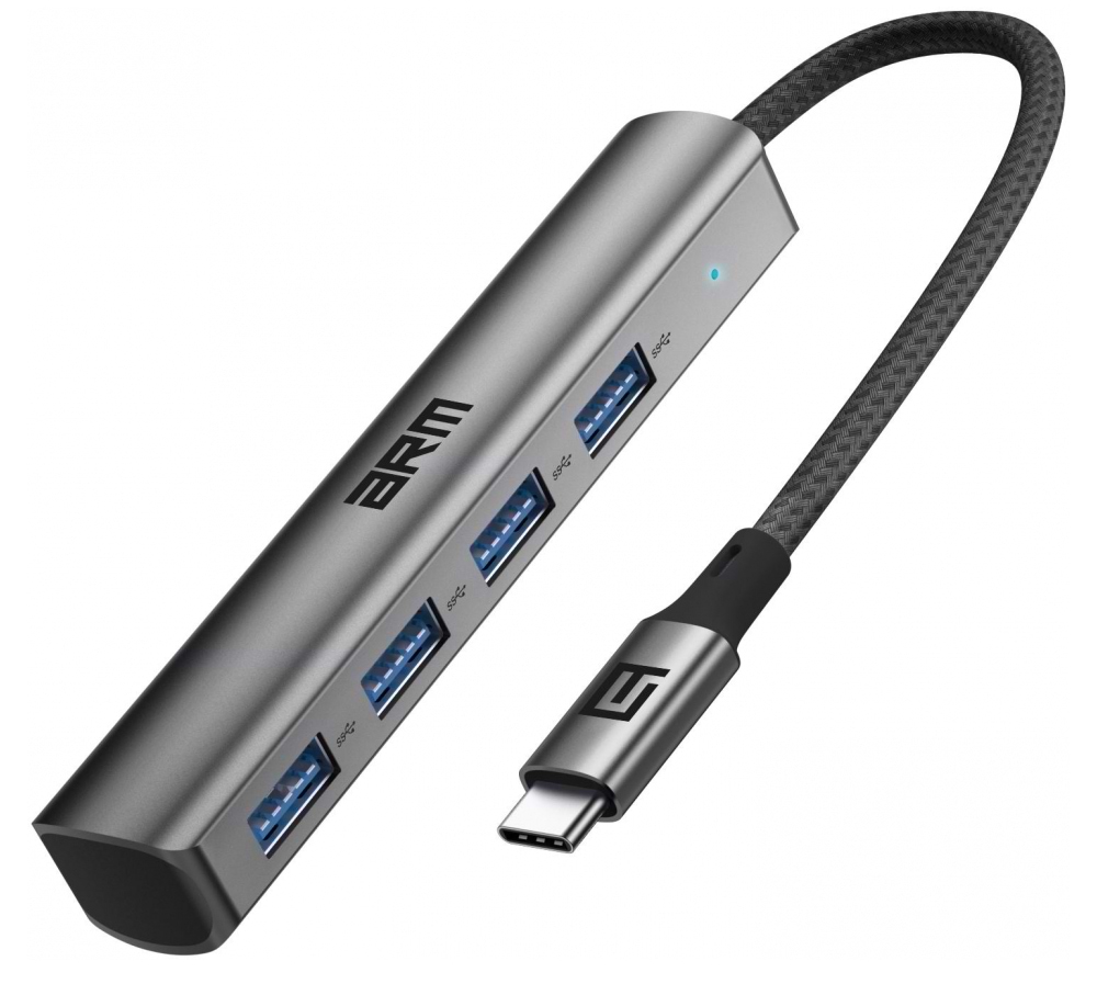 Хаб USB Armorstandart Type-C to 4USB Gray (ARM69364)