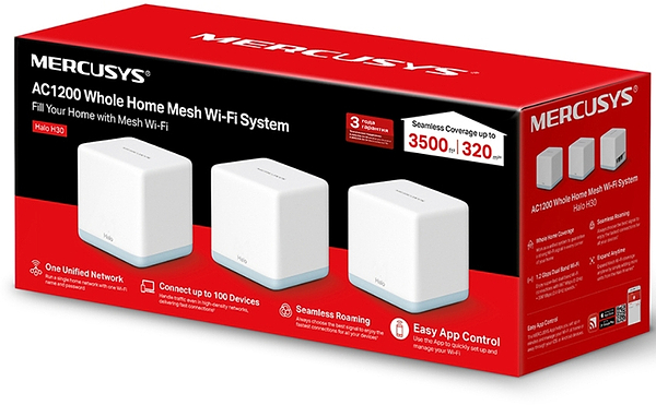 Фото - MESH система WiFi5 Mercusys Halo H30 (3-pack)