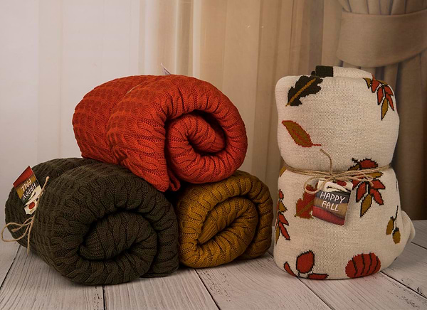 Фото - Плед полуторний Прованс Happy Fall Kosa 130х170 Помаранчевий (029759)