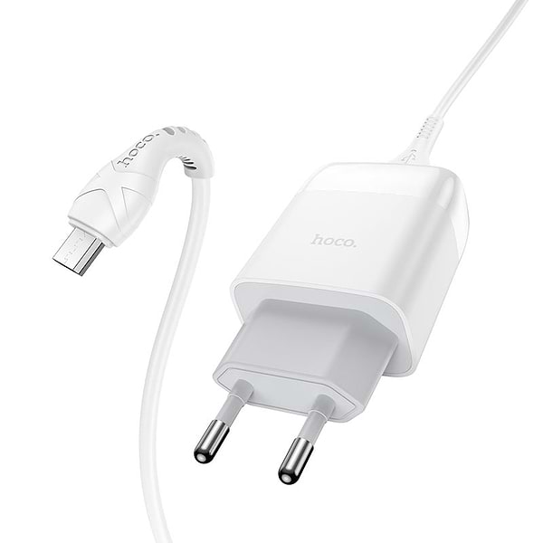 Фото - Сетевое зарядное устройство HOCO C72Q QC3.0 charger set(Micro) 18W White (6931474732538)