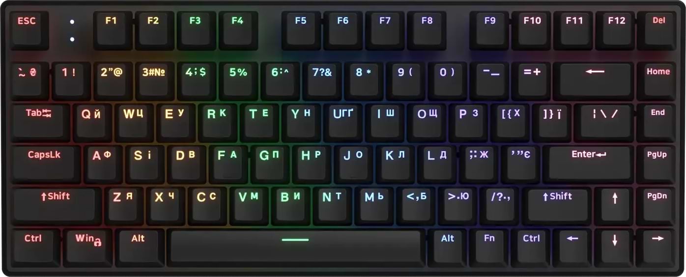 Клавиатура беспроводная игровая Hator Icefall Mecha 75 Wireless Rainbow Black (HTK275UA)