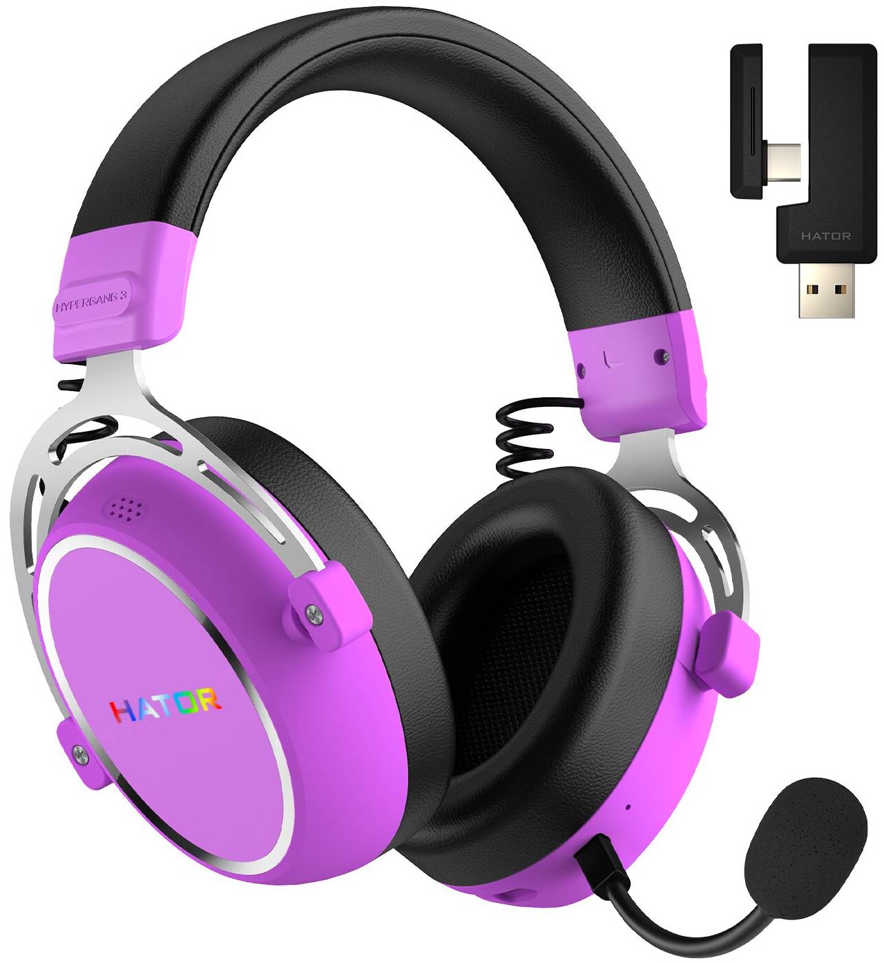 Гарнитура беспроводная игровая Hator HYPERGANG 3 Hi-Res (ESH52) Wireless Cyber Violet