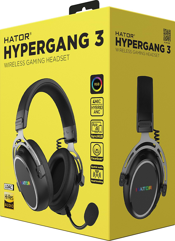 Фото - Гарнітура бездротова ігрова Hator HYPERGANG 3 Hi-Res Wireless Black (ESH55)
