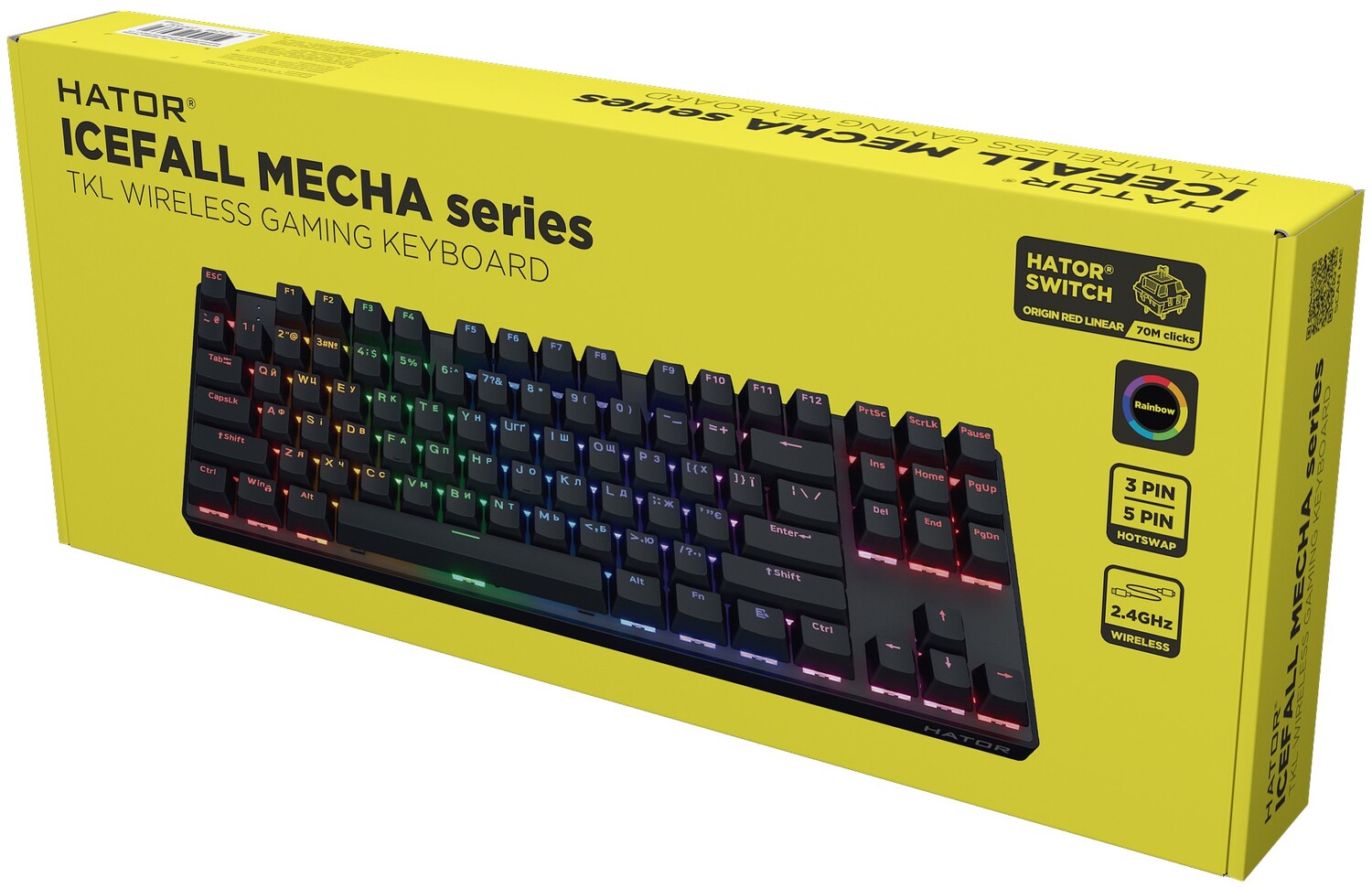 Фото - Клавіатура бездротова ігрова Hator Icefall Mecha TKL wireless Rainbow (HTK287UA) Black