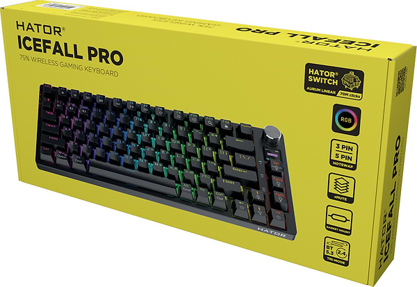 Фото - Уценка - Клавиатура беспроводная игровая Hator Icefall PRO Wireless/Bluetooth/USB Black (HTK450UA)