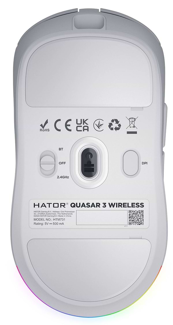 Фото - Мышь беспроводная игровая Hator Quasar 3 Wireless White (HTM731)