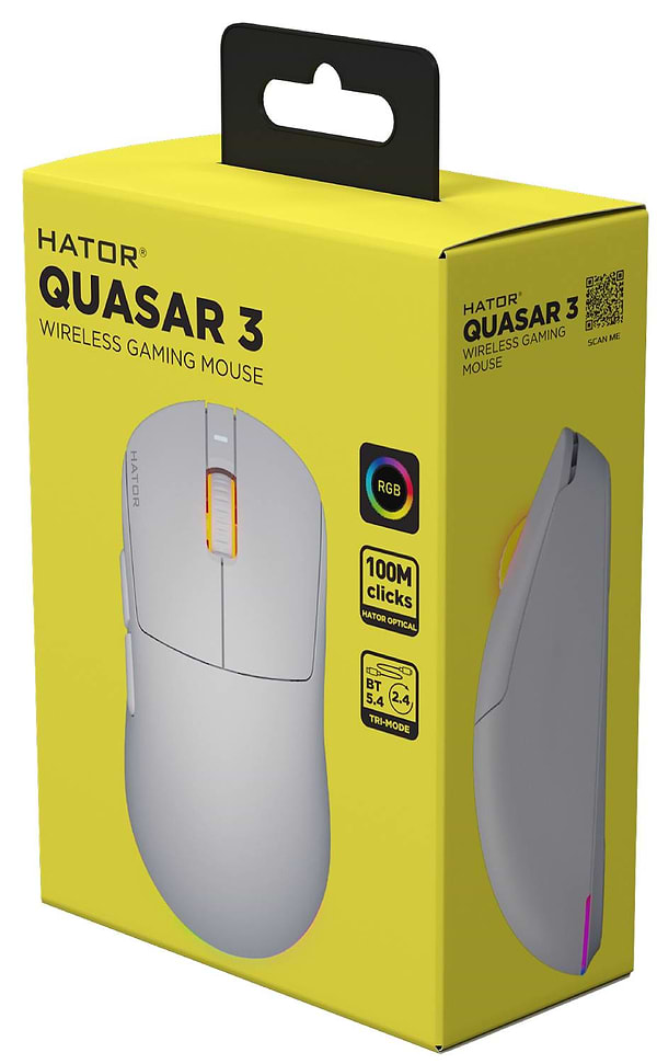 Фото - Мышь беспроводная игровая Hator Quasar 3 Wireless White (HTM731)