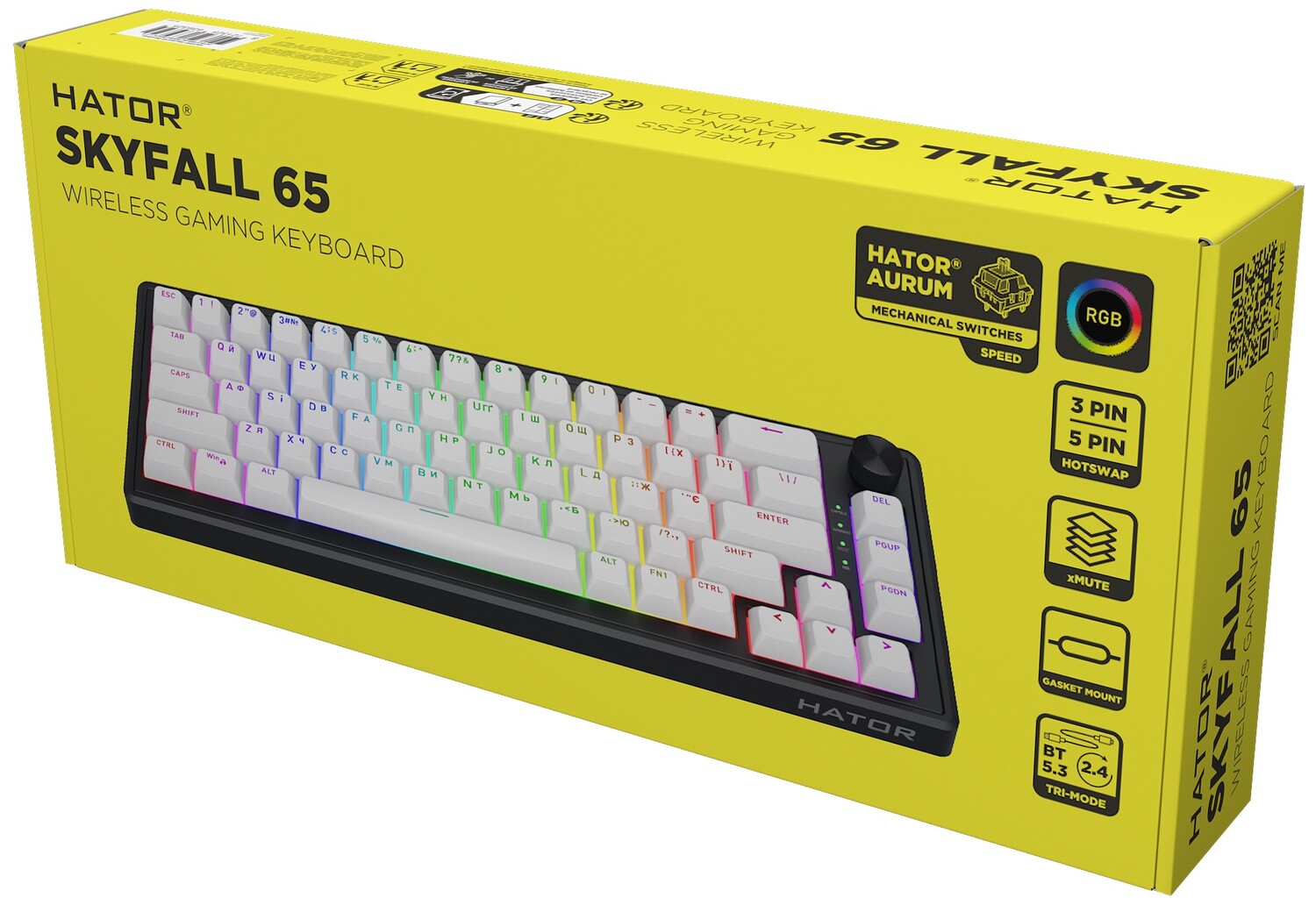 Фото - Клавиатура беспроводная игровая Hator Skyfall 65 wireless Black/White (HTK3160UA)