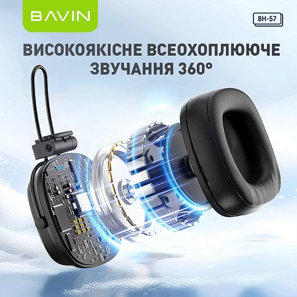 Фото - Наушники накладные беспроводные Bavin Hi-Res Black (HB-BH-57 BK)