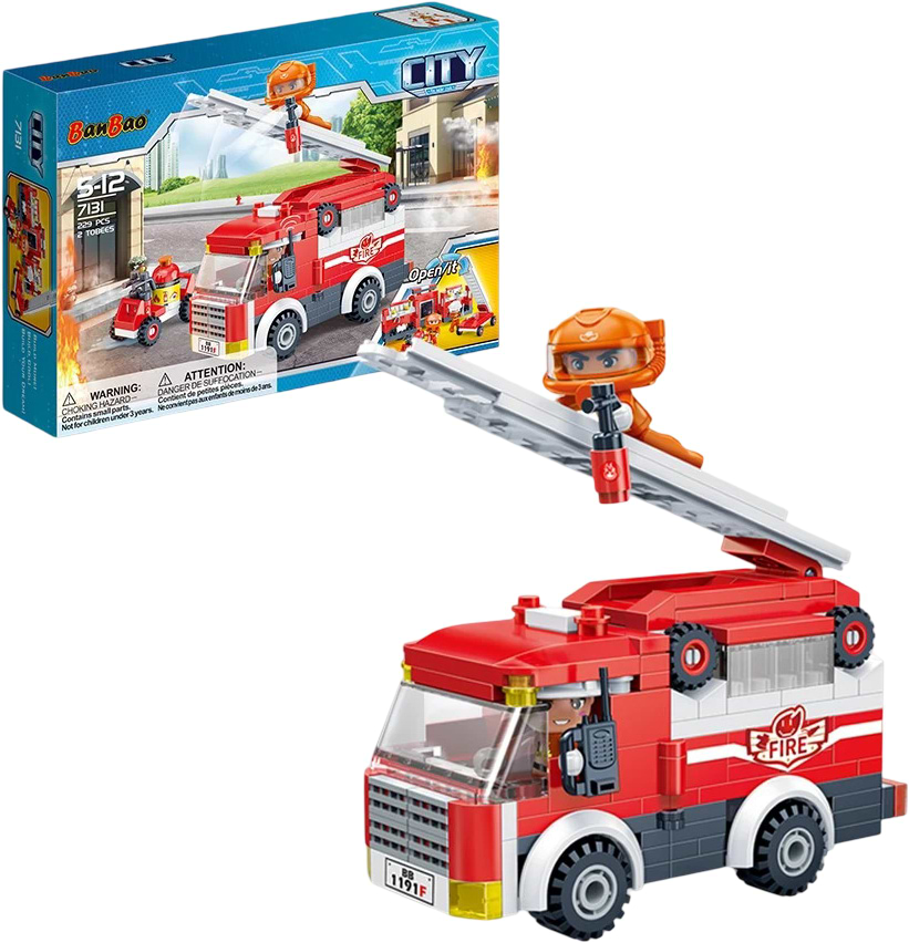 Пластиковый конструктор Banbao "БанБао CITY" (229 элм.) Пожарный автомобиль (7131)