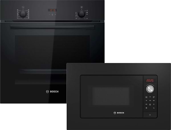 Фото - Комплект техники Bosch Духовой шкаф + Микроволновая печь встраиваемая Bosch HBF512BB1T + BFL623MC3