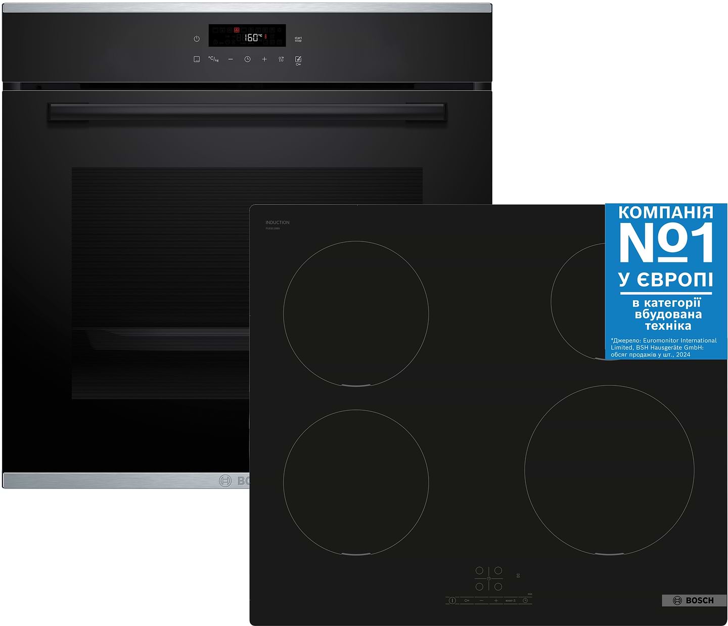 Комплект техники Bosch Духовой шкаф + Варочная панель Bosch HBG272EB3 + PUE611BB5E