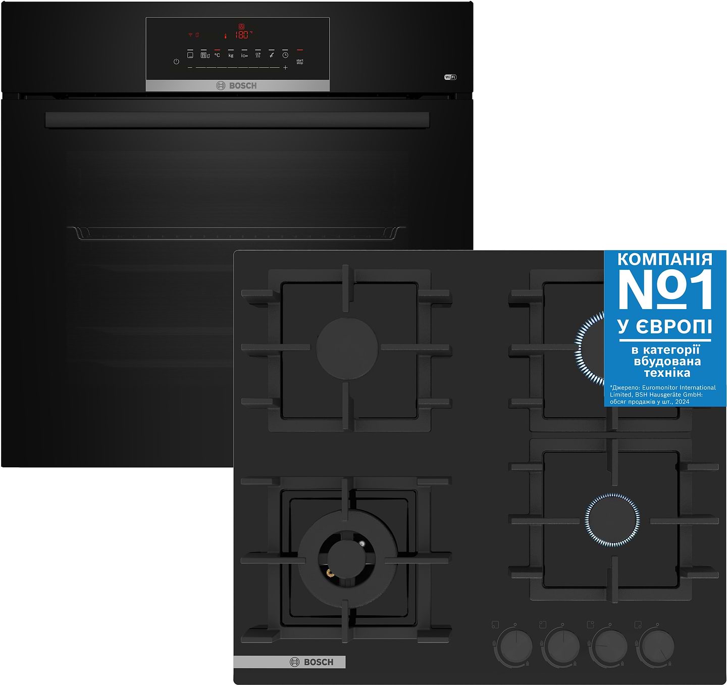 Комплект техники Bosch Духовой шкаф + Варочная панель Bosch HBJ559YB6R + PNK6B6P40R