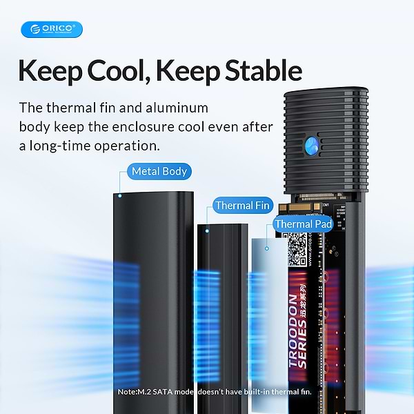 Фото - Внешний карман Orico SSD USB3.2 Gen2 USB-C M.2 NVMe/NGFF(SATA) (HC380503)