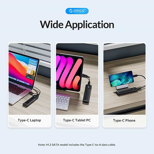 Фото - Внешний карман Orico SSD USB3.2 Gen2 USB-C M.2 NVMe/NGFF(SATA) (HC380503)