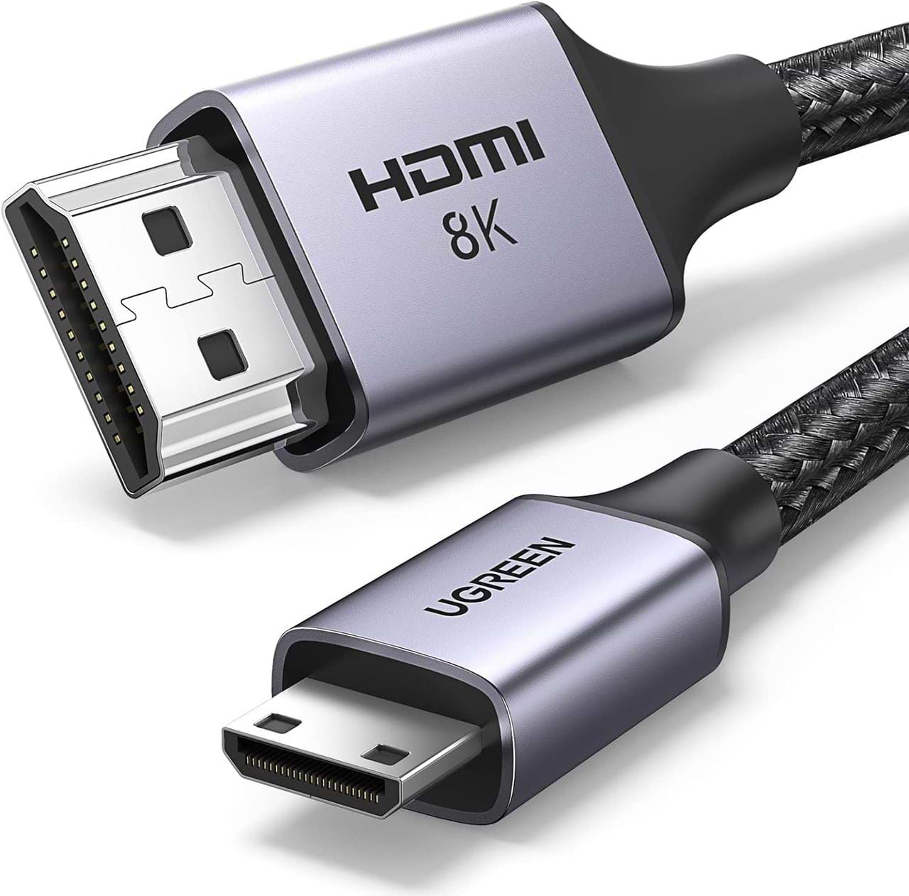 Кабель HDMI UGREEN HD163 Mini HDMI to HDMI 8K Cable 1m Black (15514) - Фото 1