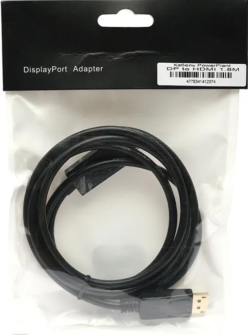 Фото - Кабель HDMI PowerPlant DisplayPort-HDMI 1.8m Black (KD00AS1237)