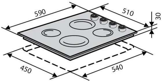 Фото - Варильна поверхня  електрична Ventolux HE 604 INOX 1