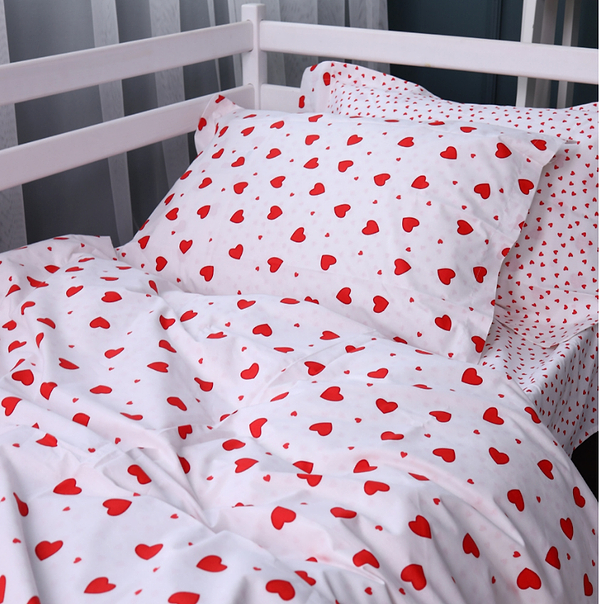 Фото - Простирадло двоспальне MirSon Poplin Line Kids 01 Little Hearts 180x190 см (2200009710742)