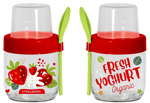 Фото - Ємність для сипучих Herevin Fruit-Yoghurt з ложкою і контейнером 0.425 л в асортименті (131615-000)