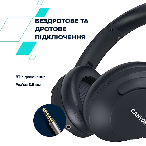 Фото - Навушники повнорозмірні бездротові Canyon OnRiff 10 ANC Black (CNS-CBTHS10BK)