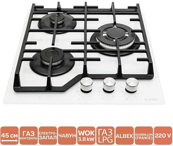 Фото - Варочная панель газовая Ventolux HG430-W3G CEST (WH)