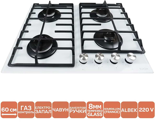 Фото - Варильна поверхня газова Ventolux HG640-TA3G CS (WH)