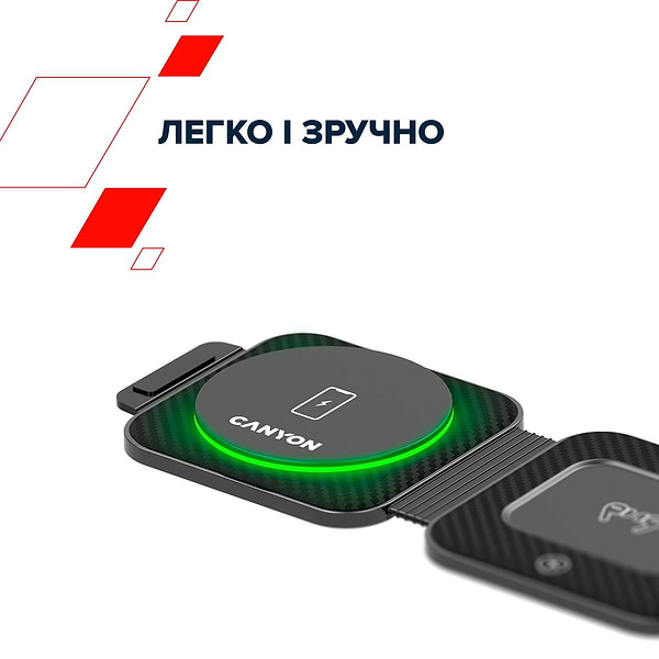 Фото - Бездротовий зарядний пристрій Canyon WS-305 3 в 1 QI Black (CNS-WCS305B)