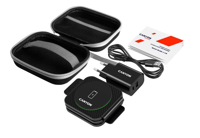 Фото - Бездротовий зарядний пристрій Canyon WS-305 3 в 1 QI Black (CNS-WCS305B)