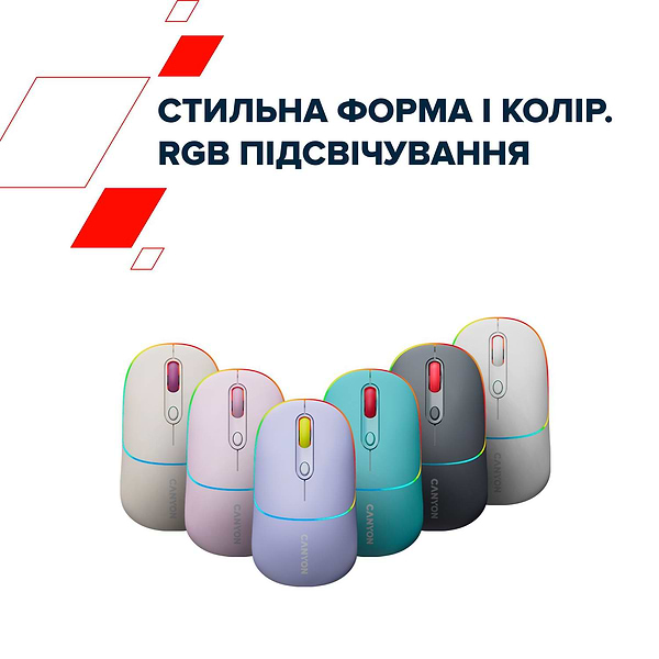 Фото - Мышь беспроводная Canyon MW-22 Dual Band RGB Wireless Rice (CNS-CMSW22RC)