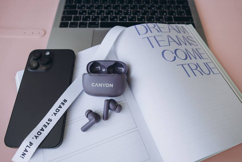 Фото - Навушники вкладиші бездротові TWS Canyon OnGo TWS-10 ANC ENC Purple (CNS-TWS10PL)