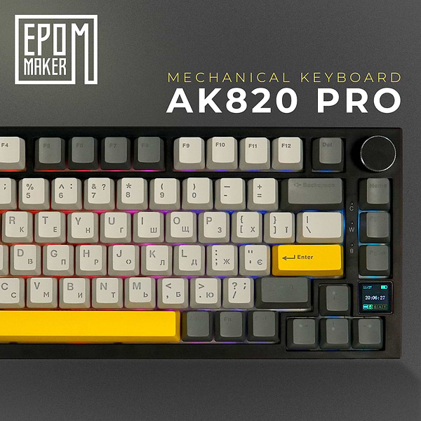 Фото - Клавиатура беспроводная игровая EPOMAKER AK820 Pro Gift Switch Hot-Swap Black (AK820-PRO-B-G)