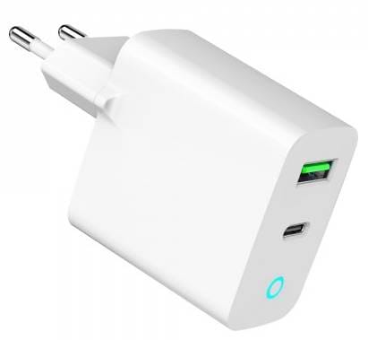 Фото - Мережевий зарядний пристрій Gembird USB-A + 1 Type-C PD20Вт + QC3.0 18Вт (TA-UC-PDQC20L-W-01)