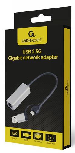 Фото - Уцінка - Перехідник USB-RJ-45 Cablexpert USB type-A / type-C (A-USB3AC-LAN2G-01)
