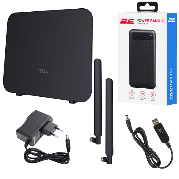 Фото - Модем 4G TCL LINKHUB (HH42CV2) +Power Bank 20000мА·год + USB-DC кабель 5В-12В