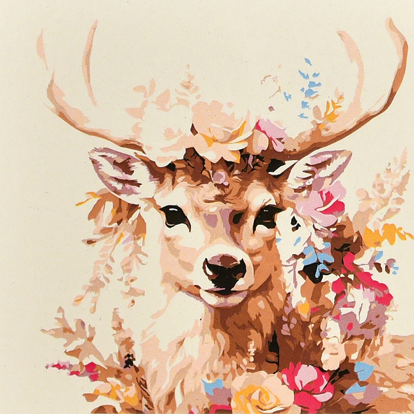 Фото - Картина по номерам Strateg Цветочный олень 20х20 (HH8045)