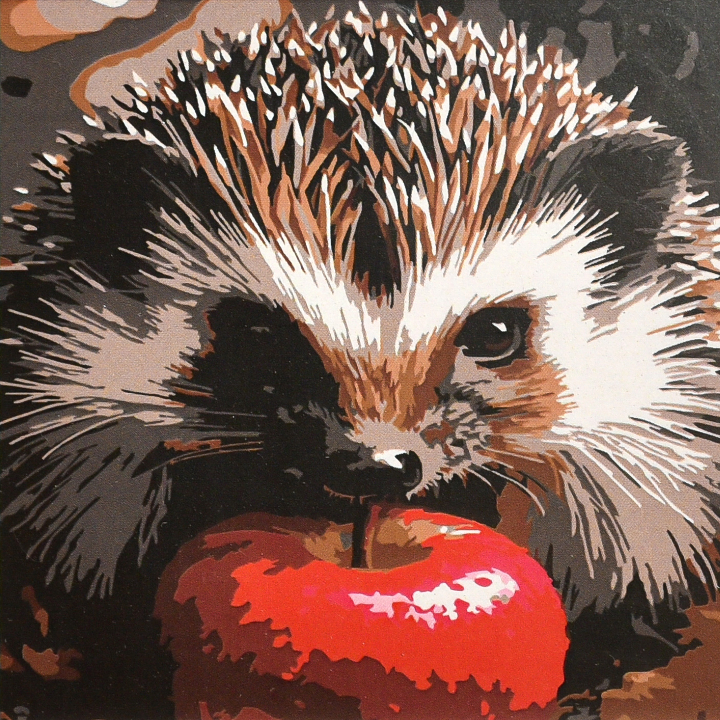 Картина по номерам Strateg Ёжик с яблоком 20х20 (HH8061)