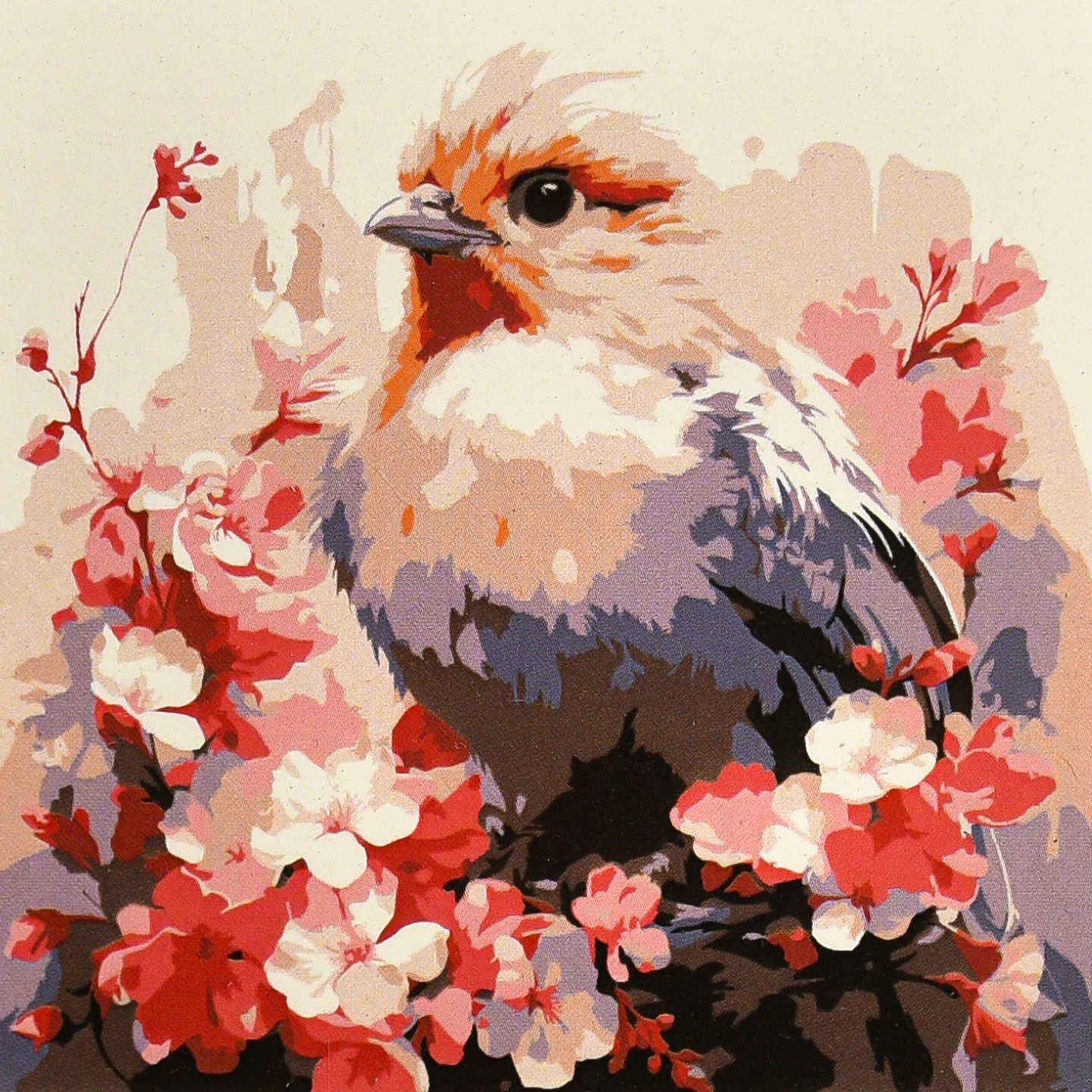 Картина по номерам Strateg Птичка среди цветов 20х20 (HH8067)