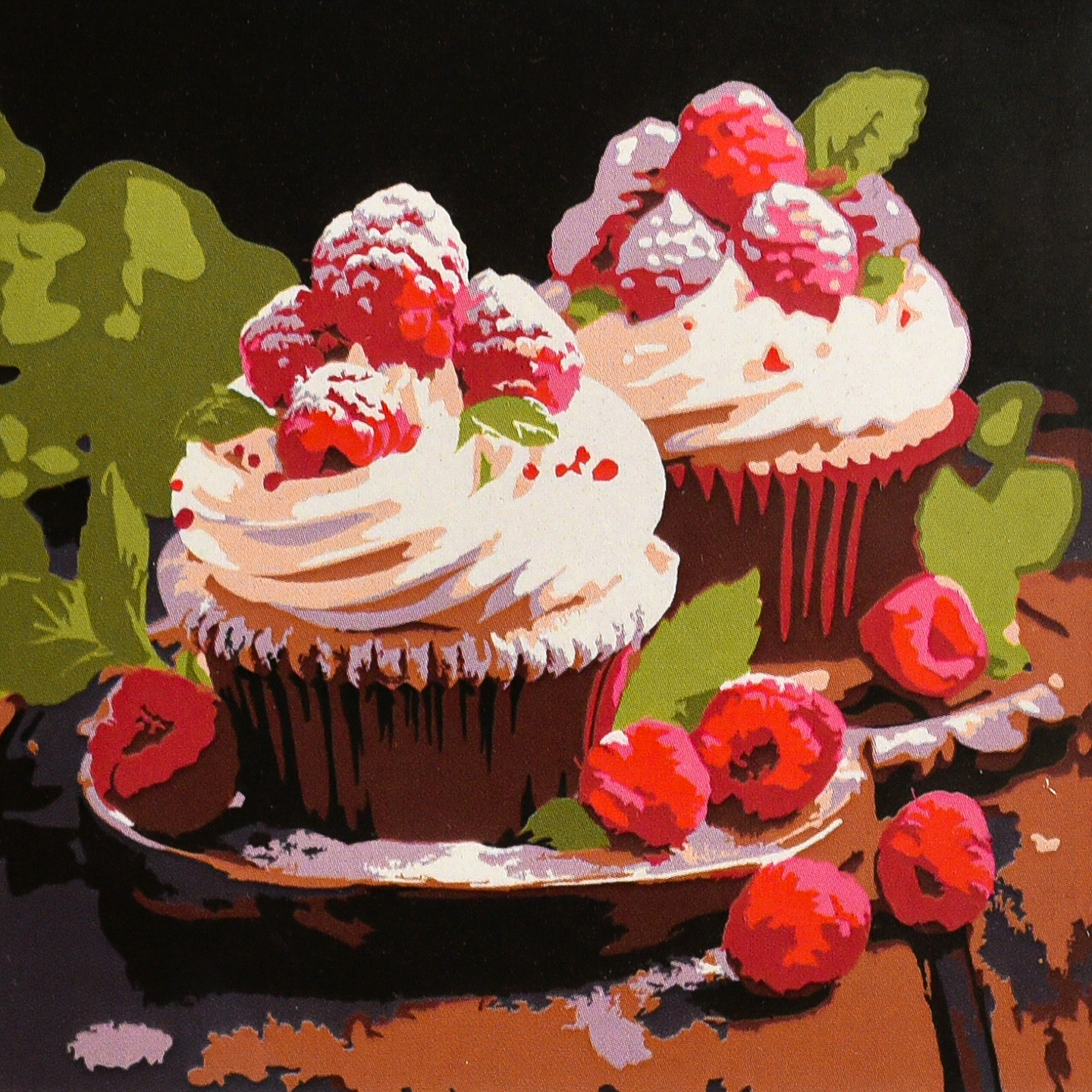 Картина по номерам Strateg Ягодные капкейки 20х20 (HH8073)